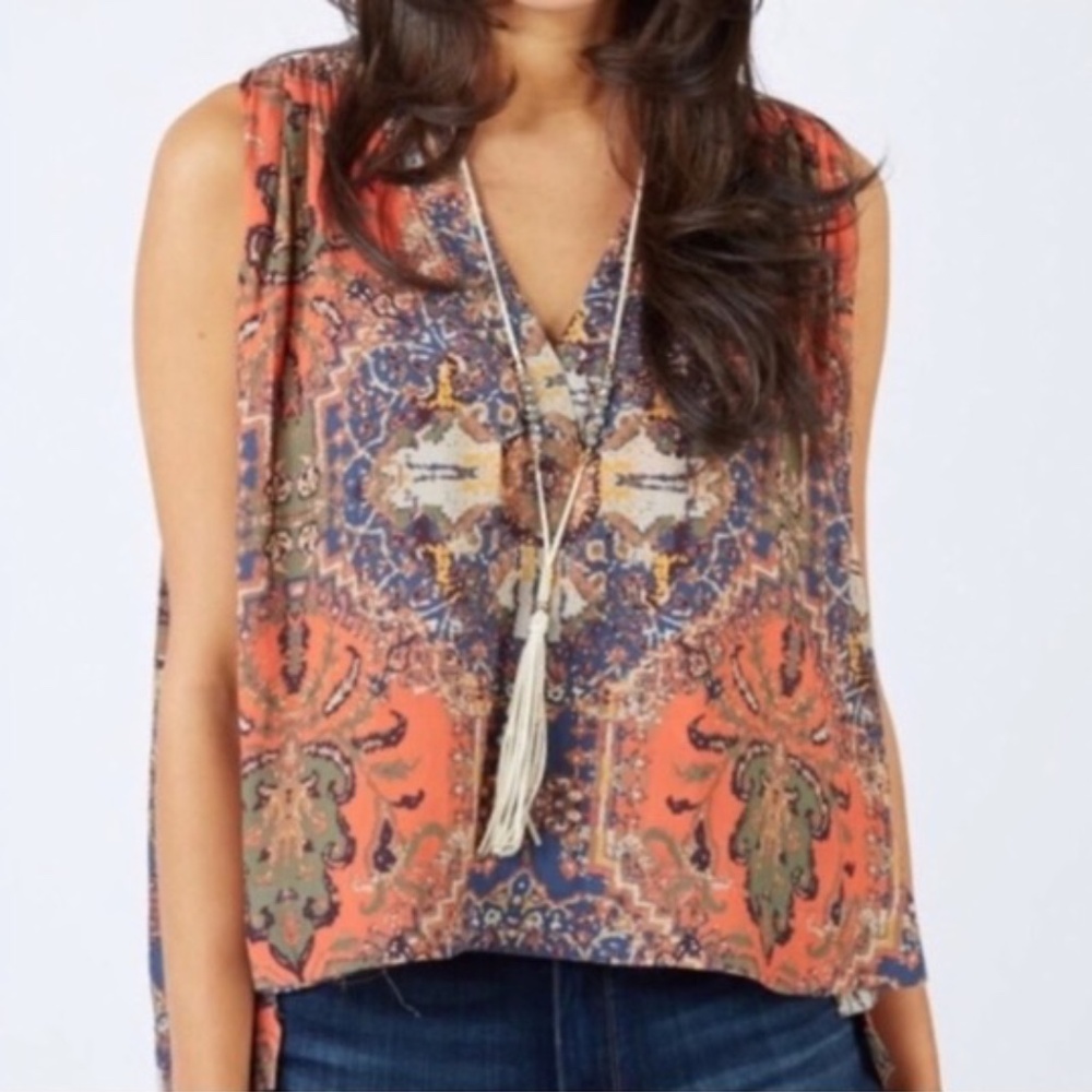 Free People Darcy Indian Tapestry Swing Top
